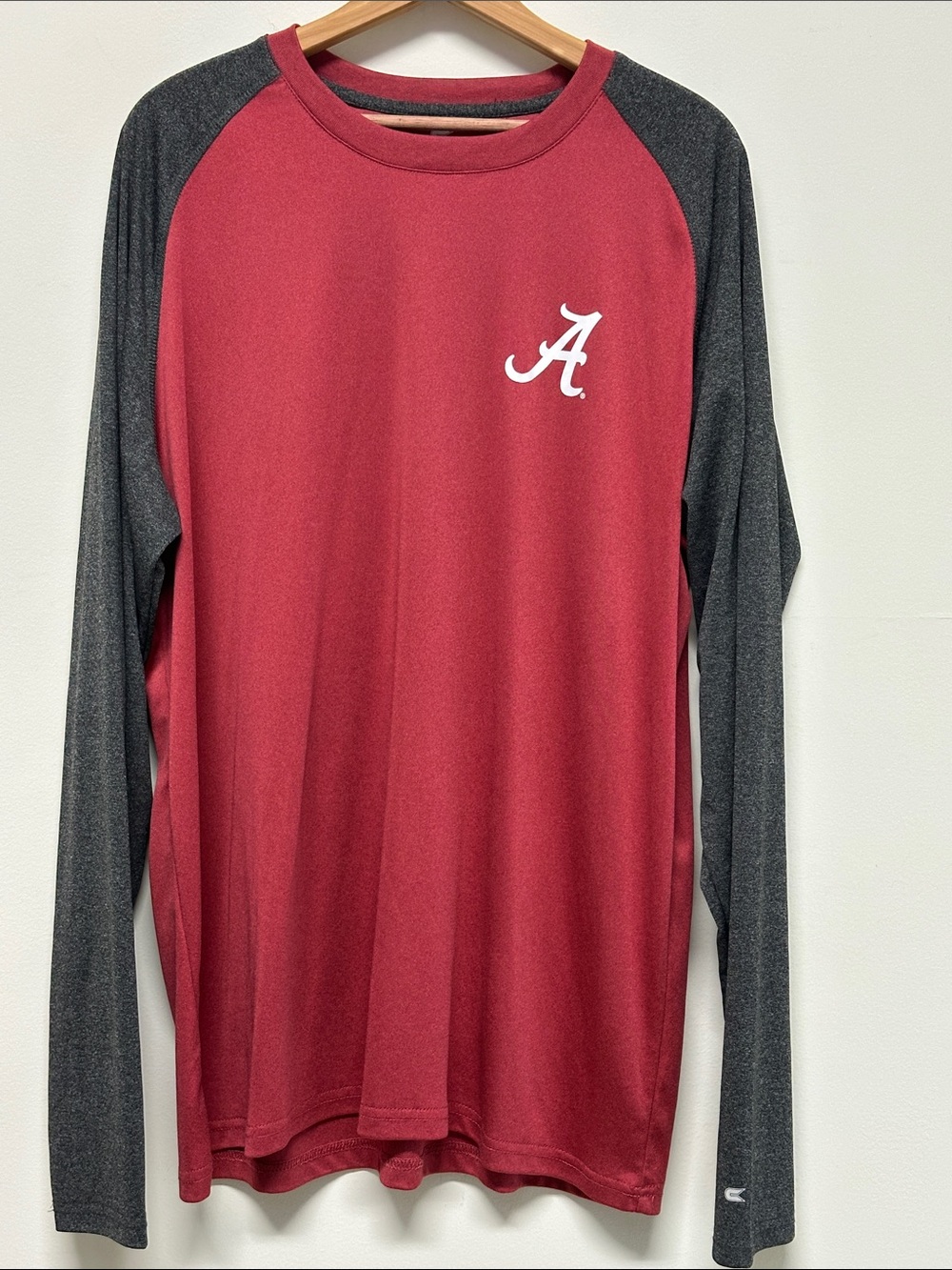 New Alabama Crimson Tide Long Sleeve Performance Raglan Shirt Crimson/Gray XXL